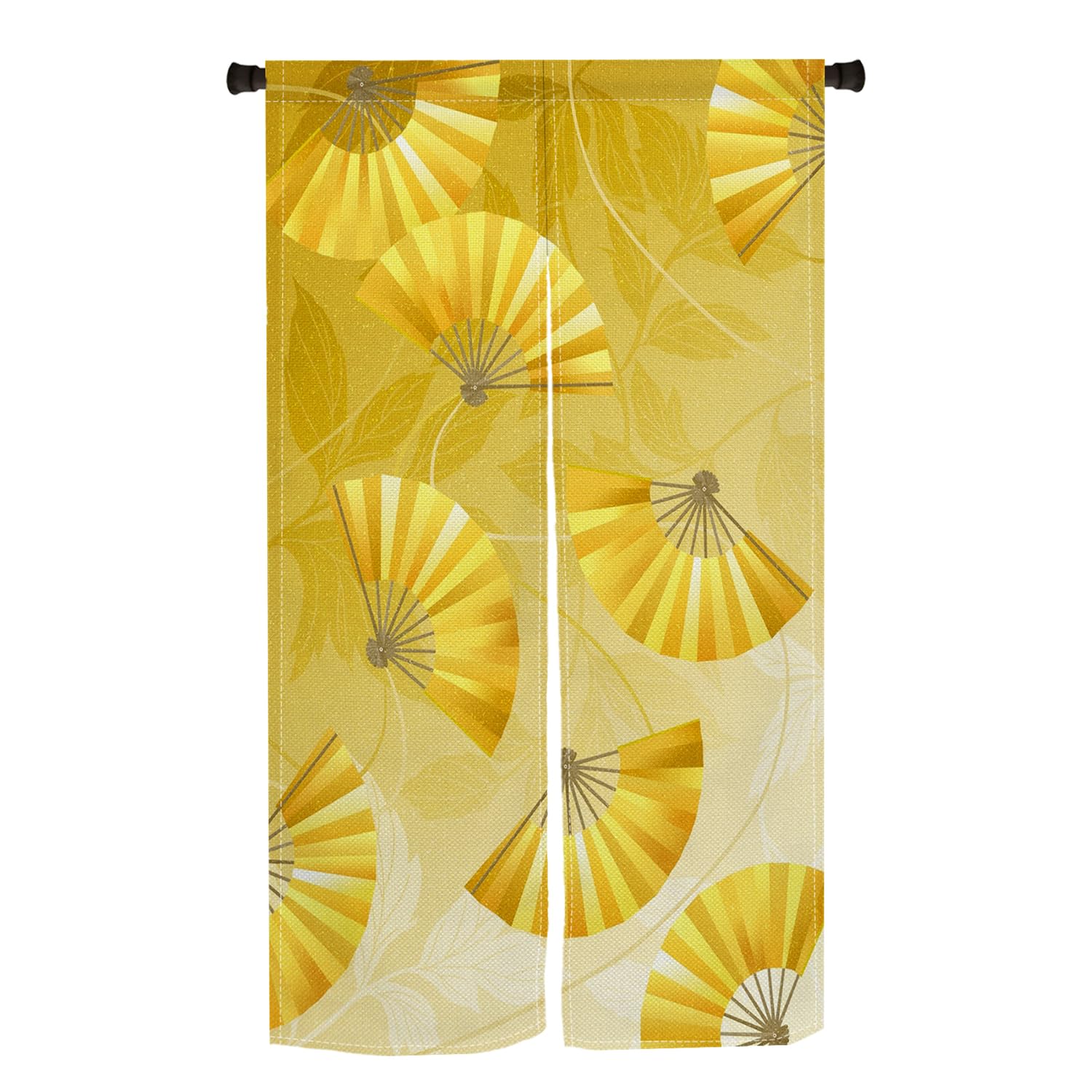 Amazon｜Qinunipoto のれん 和風 扇の柄 黄色 暖簾 幅85×丈150cm